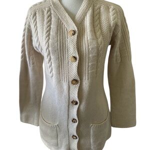 Hermès “H” Paris Cream Knit Cardigan Sweater Size S